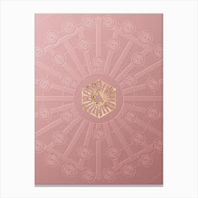 Geometric Gold Glyph on Circle Array in Pink Embossed Paper n.0092 Canvas Print