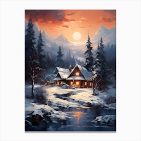 Winter Cabin Canvas Print