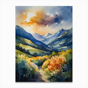 Watercolor Of Mountains 4 Canvas Print