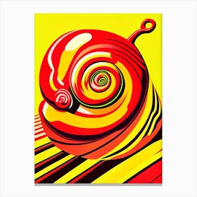 Snail With Red Background Pop Art Canvas Print