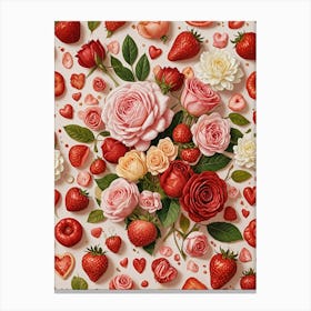 Roses And Strawberries Canvas Print