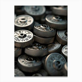 Close Up Of A Pile Of Metal Weights Canvas Print