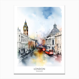 London England Watercolour Travel Poster Canvas Print