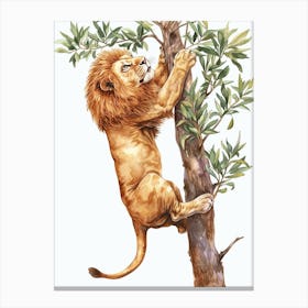 Barbary Lion Crossing A River Clipart 2 Canvas Print