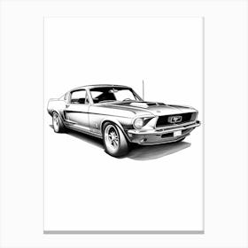 Ford Mustang Line Drawing 22 Canvas Print