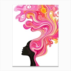 Silhouette Of A Woman With Colorful Hair Canvas Print