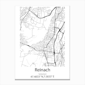 Reinach,Switzerland Minimalist Map Canvas Print