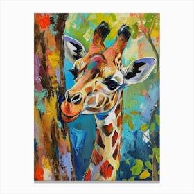 Giraffe Against The Tree 4 Canvas Print