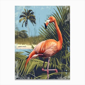 Greater Flamingo Southern Europe Spain Tropical Illustration 7 Canvas Print