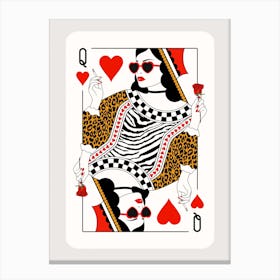 Queen Of Hearts - Roses and Cigarettes - Red and gold Leopard Canvas Print