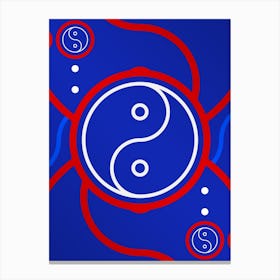 Geometric Glyph Abstract in White on Red and Blue Array n.0022 Canvas Print