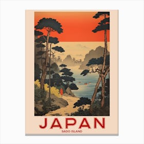 Sado Island, Visit Japan Vintage Travel Art 1 Canvas Print
