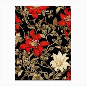 Winter Honeysuckle 3 William Morris Style Winter Florals Canvas Print