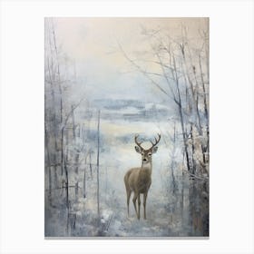 Vintage Winter Animal Painting Deer 5 Canvas Print