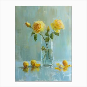 Yellow Roses In A Vase 3 Canvas Print