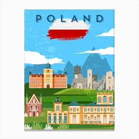 Poland — Retro travel minimalist art poster Canvas Print