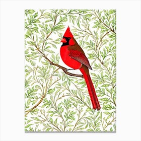 Cardinal William Morris Style Bird Canvas Print