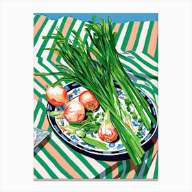 Green Onions Summer Illustration 8 Canvas Print
