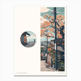 Yokohama Japan Cut Out Travel Poster Canvas Print
