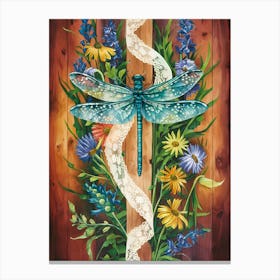 Dragonfly And Flowers Canvas Print