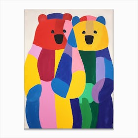 Colourful Kids Animal Art Grizzly Bear 3 Canvas Print
