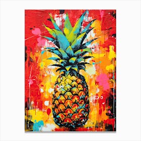 Graffiti Groove: Pineapple in Basquiat Style Canvas Print