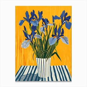 Iris Flowers On A Table   Contemporary Illustration 1 Canvas Print