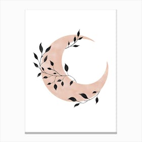 Moon With Leaves Canvas Print