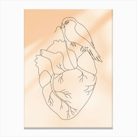 Bird On Heart Canvas Print