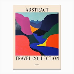 Abstract Travel Collection Poster Bhutan 4 Canvas Print