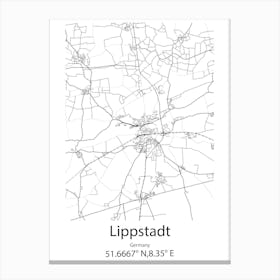 Lippstadt,Germany Minimalist Map Stampe su tela