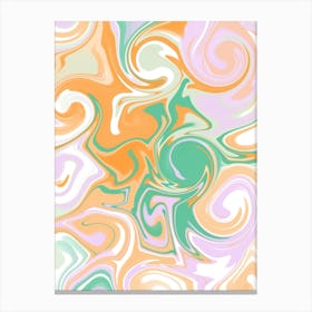 Swirly Pastel Colored Fluid Art Poster Canvas Print