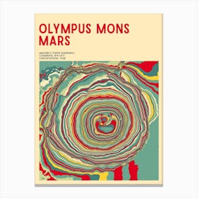 Olympus Mons Mars Topographic Contour Map Canvas Print