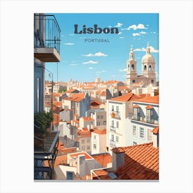 Lisbon Portugal Topview Travel Illustration Canvas Print