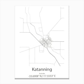 Katanning,Australia Minimalist Map Canvas Print