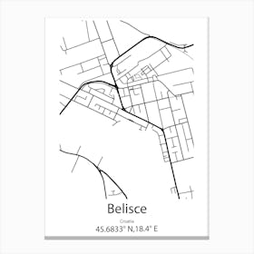 Belisce,Croatia Minimalist Map Canvas Print