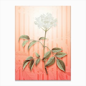 Elderflower Tree Vintage Botanical in Peach Fuzz Awning Stripes Pattern n.0340 Canvas Print