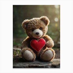 Teddy Bear With Heart 1 Canvas Print