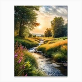 Sunset In The Meadow 1 Canvas Print