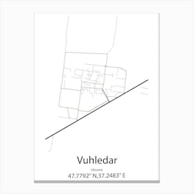 Vuhledar,Ukraine Minimalist Map Canvas Print