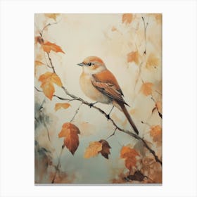 Autumn Bird on Tree Branches Canvas Print