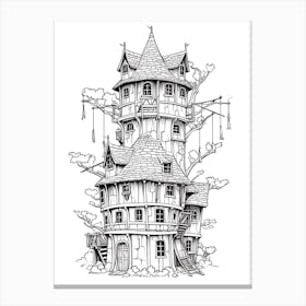 The Tangled Tower (Tangled) Fantasy Inspired Line Art 3 Canvas Print