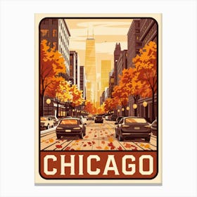 Autumn in Chicago, vintage-inspired Illustration. Canvas Print