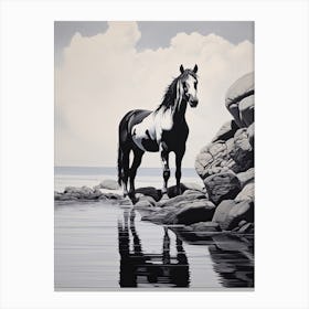 A Horse Oil Painting In Boulders Beach, South Africa, Portrait 4 Canvas Print