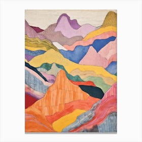Mount Hunter United States Colourful Mountain Illustration Canvas Print