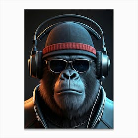 Gorilla Music Headset Leinwandbild