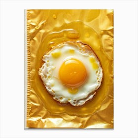 Glossy Fried Egg Resting On A Textured Signal Yellow Sheet Yolk Shining With A Reflective Sheen Eg Canvas Print