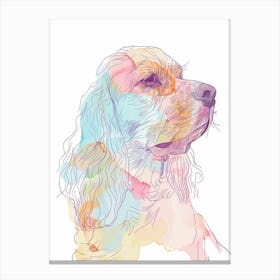 Cocker Spaniel Dog Pastel Line Illustration  4 Canvas Print