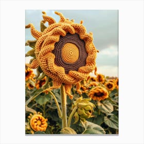 Sunflower Knitted In Crochet 3 Canvas Print