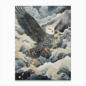 Snowy Owl 2 Gold Detail Painting Canvas Print